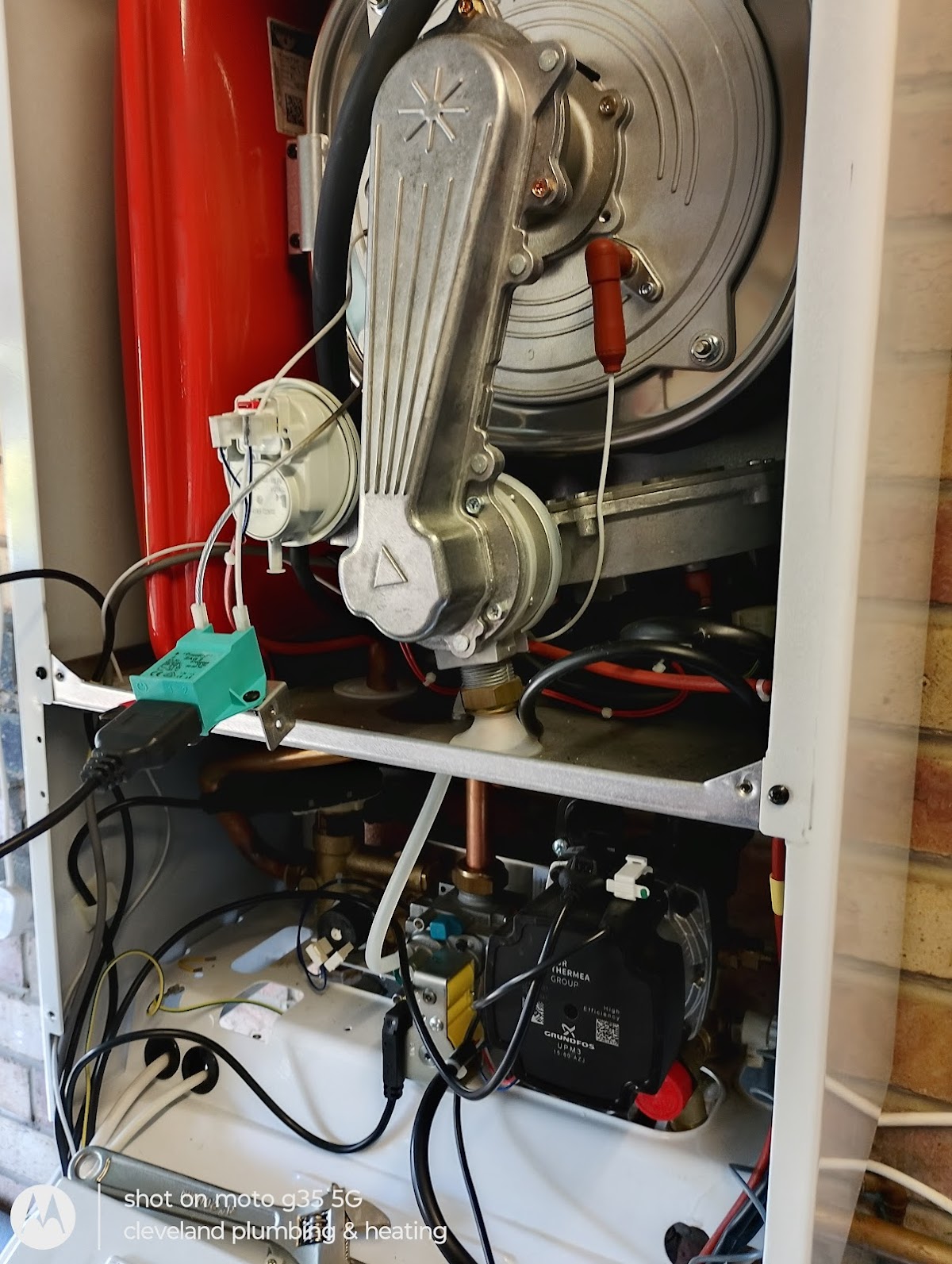 Boiler stripped back showing heat exchanger and gas valve